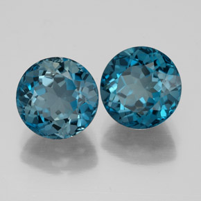 캐럿 천연 런던 블루 토파즈 보석, 라운드 컷, 8.08 mm, VVS