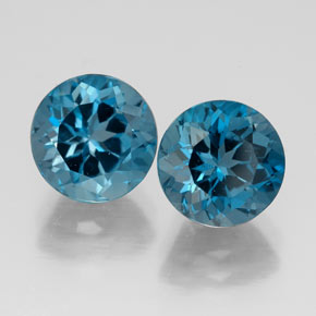 캐럿 천연 런던 블루 토파즈 보석, 라운드 컷, 8.02 mm, VVS