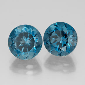 캐럿 천연 런던 블루 토파즈 보석, 라운드 컷, 8.02 mm, VVS