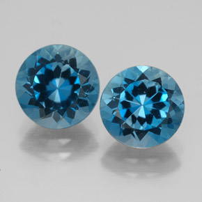 캐럿 천연 런던 블루 토파즈 보석, 라운드 컷, 8.14 mm, VVS