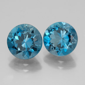 캐럿 천연 런던 블루 토파즈 보석, 라운드 컷, 8.14 mm, VVS
