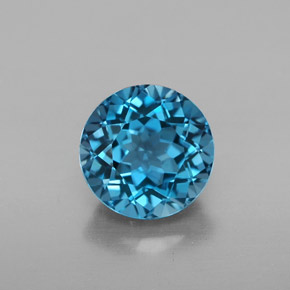 2.60캐럿 천연 런던 블루 토파즈, 라운드 컷, 8.00 mm, VVS