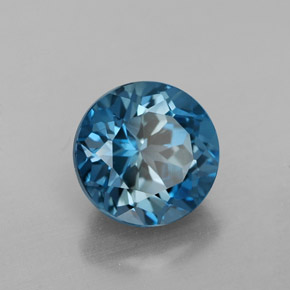 2.89캐럿 천연 런던 블루 토파즈, 라운드 컷, 8.07 mm, VVS-VS