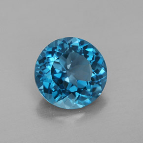 2.38캐럿 천연 런던 블루 토파즈, 라운드 컷, 8.13 mm, VVS-VS