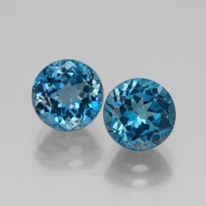 캐럿 천연 런던 블루 토파즈 보석, 라운드 컷, 7.27 mm, VVS