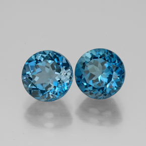 캐럿 천연 런던 블루 토파즈 보석, 라운드 컷, 7.27 mm, VVS