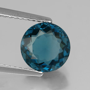 2.51캐럿 천연 런던 블루 토파즈, 라운드 컷, 8.04 mm, VVS-VS