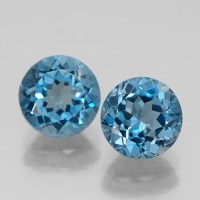 캐럿 천연 런던 블루 토파즈 보석, 라운드 컷, 6.98 mm, VVS