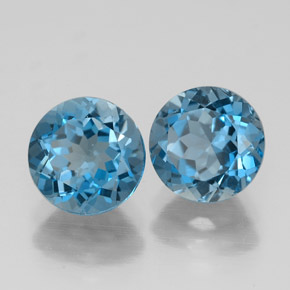 캐럿 천연 런던 블루 토파즈 보석, 라운드 컷, 6.98 mm, VVS