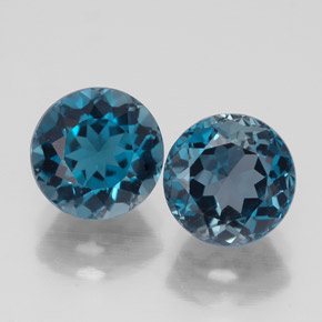 캐럿 천연 런던 블루 토파즈 보석, 라운드 컷, 7.12 mm, VVS