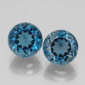 캐럿 천연 런던 블루 토파즈 보석, 라운드 컷, 7.10 mm, VVS