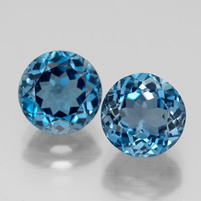 캐럿 천연 런던 블루 토파즈 보석, 라운드 컷, 7.20 mm, VVS