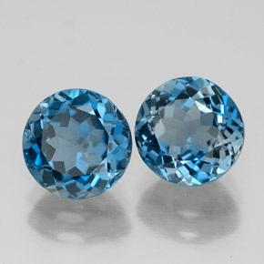 캐럿 천연 런던 블루 토파즈 보석, 라운드 컷, 7.20 mm, VVS