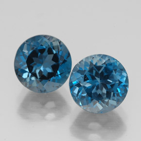 캐럿 천연 런던 블루 토파즈 보석, 라운드 컷, 7.16 mm, VVS