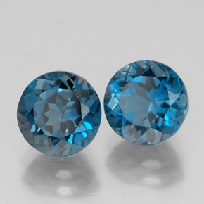 캐럿 천연 런던 블루 토파즈 보석, 라운드 컷, 7.16 mm, VVS