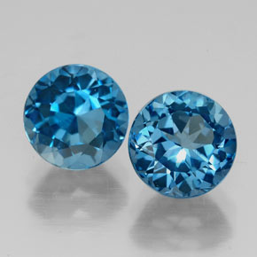 캐럿 천연 런던 블루 토파즈 보석, 라운드 컷, 7.11 mm, VVS-VS