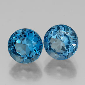 캐럿 천연 런던 블루 토파즈 보석, 라운드 컷, 7.11 mm, VVS-VS