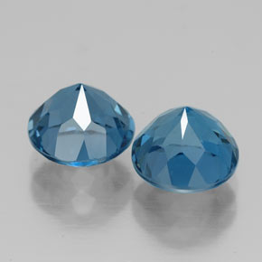 캐럿 천연 런던 블루 토파즈 보석, 라운드 컷, 7.11 mm, VVS-VS