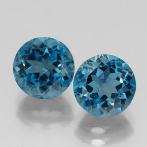 캐럿 천연 런던 블루 토파즈 보석, 라운드 컷, 7.24 mm, VVS