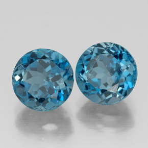 캐럿 천연 런던 블루 토파즈 보석, 라운드 컷, 7.24 mm, VVS