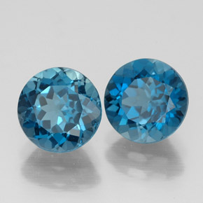 캐럿 천연 런던 블루 토파즈 보석, 라운드 컷, 7.22 mm, VVS