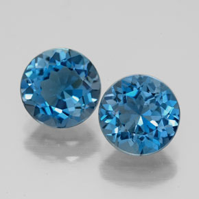 캐럿 천연 런던 블루 토파즈 보석, 라운드 컷, 6.94 mm, VVS-VS