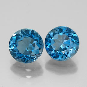 캐럿 천연 런던 블루 토파즈 보석, 라운드 컷, 6.94 mm, VVS-VS