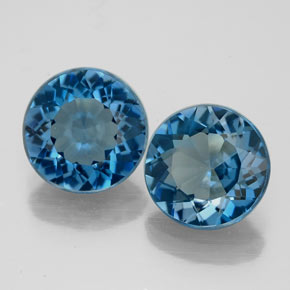 캐럿 천연 런던 블루 토파즈 보석, 라운드 컷, 7.91 mm, VVS-VS