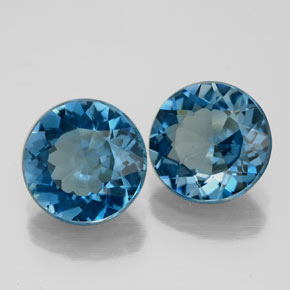 캐럿 천연 런던 블루 토파즈 보석, 라운드 컷, 7.91 mm, VVS-VS