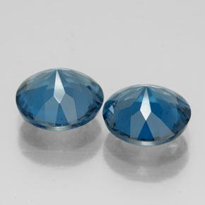 캐럿 천연 런던 블루 토파즈 보석, 라운드 컷, 7.91 mm, VVS-VS