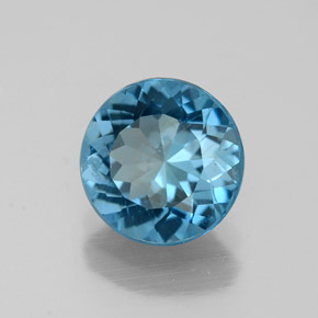 2.00캐럿 천연 런던 블루 토파즈, 라운드 컷, 7.89 mm, VVS-VS