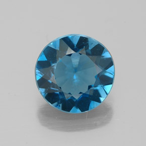1.98캐럿 천연 런던 블루 토파즈, 라운드 컷, 8.13 mm, VVS-VS