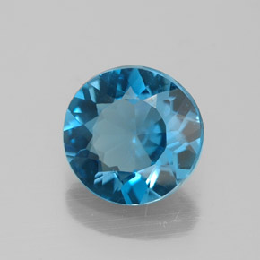 1.98캐럿 천연 런던 블루 토파즈, 라운드 컷, 8.13 mm, VVS-VS