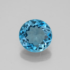 1.46캐럿 천연 런던 블루 토파즈, 라운드 컷, 7.12 mm, VVS