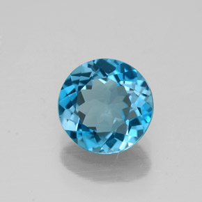 1.46캐럿 천연 런던 블루 토파즈, 라운드 컷, 7.12 mm, VVS