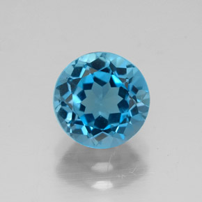 1.76캐럿 천연 런던 블루 토파즈, 라운드 컷, 7.12 mm, VVS