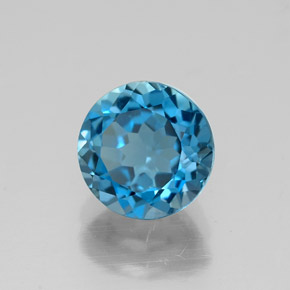1.76캐럿 천연 런던 블루 토파즈, 라운드 컷, 7.12 mm, VVS