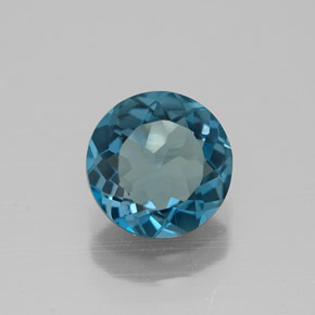 1.38캐럿 천연 런던 블루 토파즈, 라운드 컷, 7.13 mm, VVS