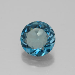 1.38캐럿 천연 런던 블루 토파즈, 라운드 컷, 7.13 mm, VVS