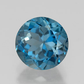 1.65캐럿 천연 런던 블루 토파즈, 라운드 컷, 7.08 mm, VVS