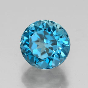 1.92캐럿 천연 런던 블루 토파즈, 라운드 컷, 6.98 mm, VS