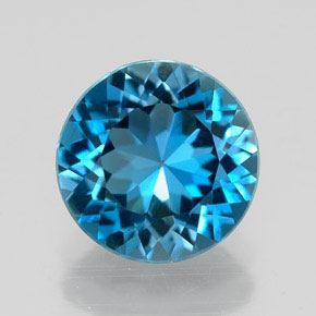 2.16캐럿 천연 런던 블루 토파즈, 라운드 컷, 8.04 mm, VVS