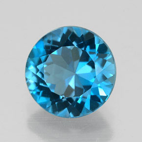 2.16캐럿 천연 런던 블루 토파즈, 라운드 컷, 8.04 mm, VVS