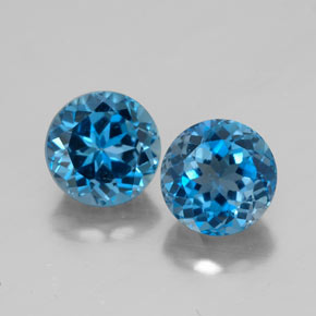 캐럿 천연 런던 블루 토파즈 보석, 라운드 컷, 7.07 mm, VVS-VS
