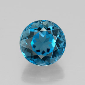 2.65캐럿 천연 런던 블루 토파즈, 라운드 컷, 8.06 mm, VVS