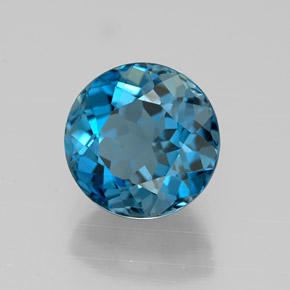 2.65캐럿 천연 런던 블루 토파즈, 라운드 컷, 8.06 mm, VVS