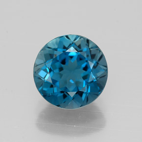 2.25캐럿 천연 런던 블루 토파즈, 라운드 컷, 7.87 mm, VVS-VS