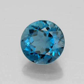 2.25캐럿 천연 런던 블루 토파즈, 라운드 컷, 7.87 mm, VVS-VS