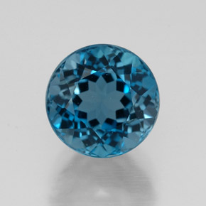 2.99캐럿 천연 런던 블루 토파즈, 라운드 컷, 7.97 mm, VVS-VS