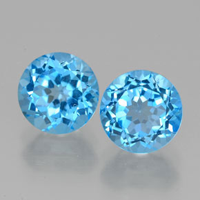 캐럿 천연 스위스 블루 토파즈 보석, 라운드 컷, 7.05 mm, VVS
